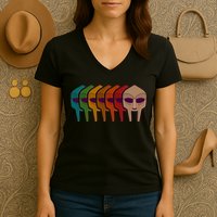 Multi Color MF DOOM Masks Women's V-Neck T-Shirt