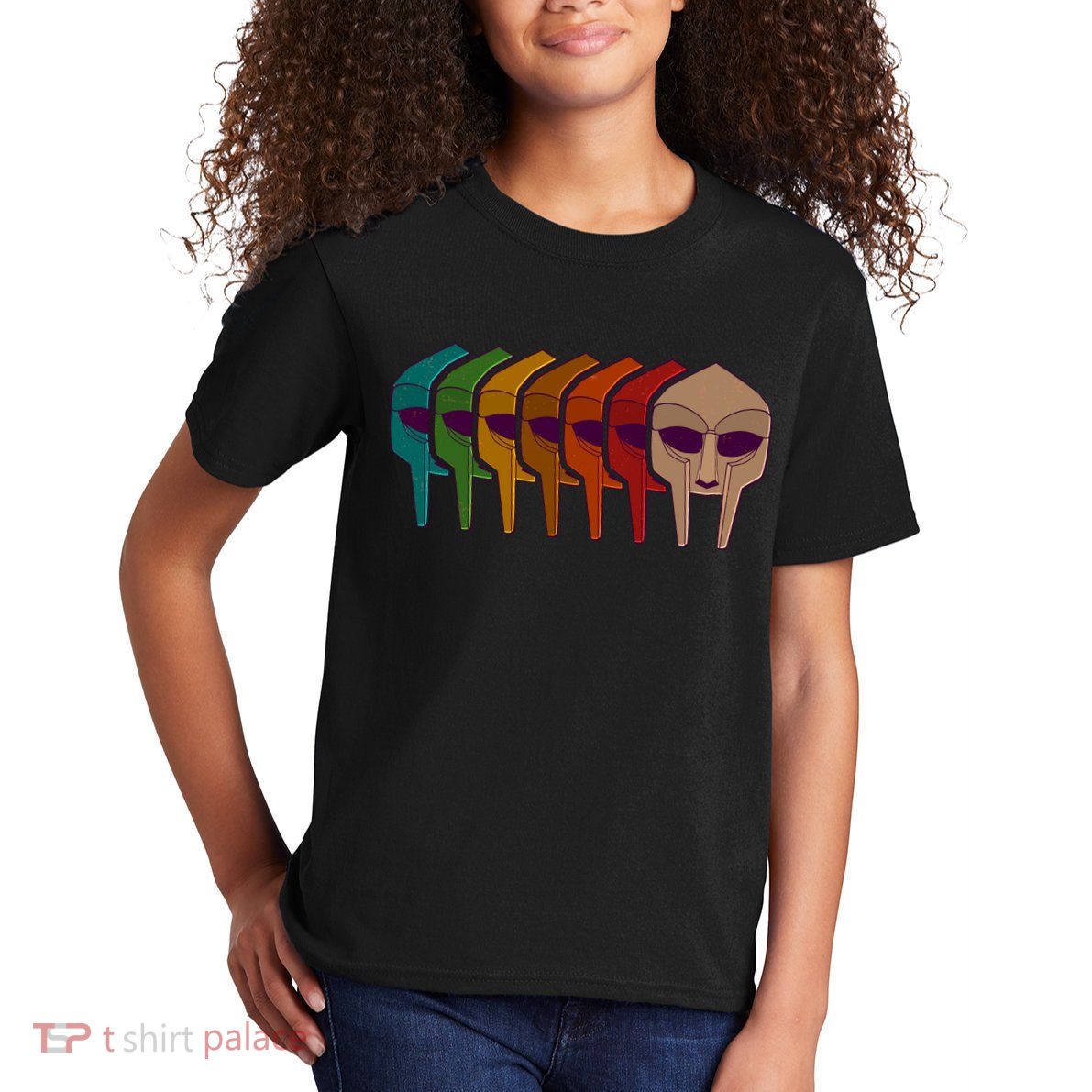 Multi Color MF DOOM Masks Kids T-Shirt