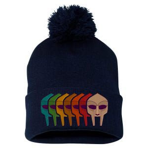 Multi Color MF DOOM Masks Pom Pom 12in Knit Beanie