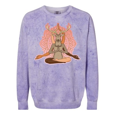 Multi-Ethnic Unity Yoga Deer Colorblast Crewneck Sweatshirt