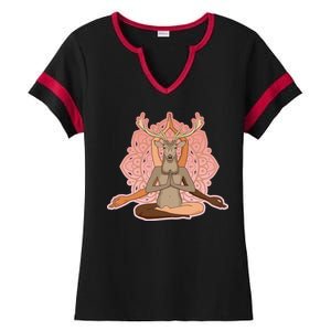 Multi-Ethnic Unity Yoga Deer Ladies Halftime Notch Neck Tee