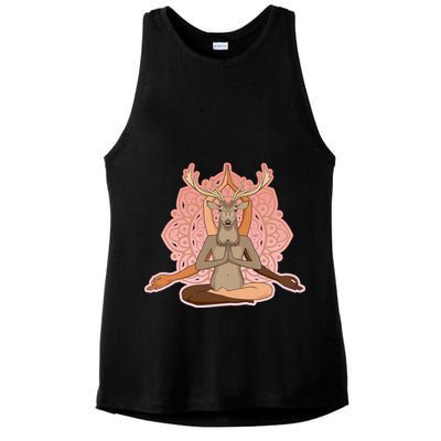 Multi-Ethnic Unity Yoga Deer Ladies PosiCharge Tri-Blend Wicking Tank