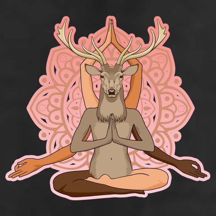 Multi-Ethnic Unity Yoga Deer 7 Panel Mesh Trucker Snapback Hat