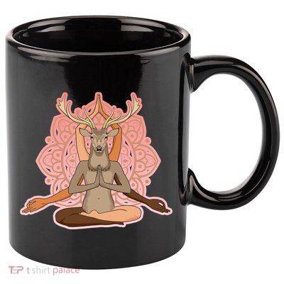 Multi-Ethnic Unity Yoga Deer 11oz C Handle Ceramic Mug
