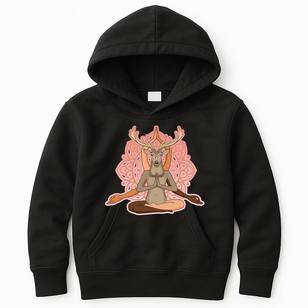 Multi-Ethnic Unity Yoga Deer Kids Hoodie