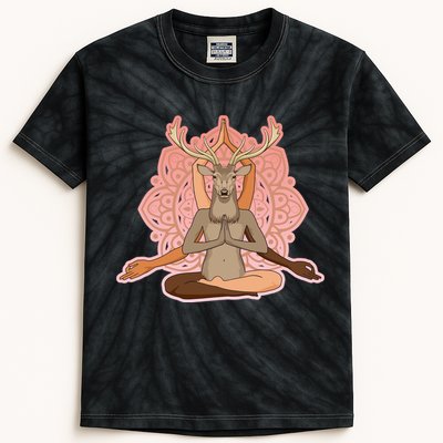 Multi-Ethnic Unity Yoga Deer Kids Tie-Dye T-Shirt
