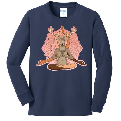 Multi-Ethnic Unity Yoga Deer Kids Long Sleeve Shirt