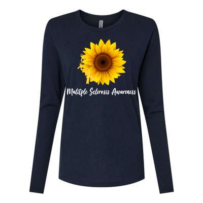 Multiple Sclerosis Awareness Sunflower Womens Cotton Relaxed Long Sleeve T-Shirt