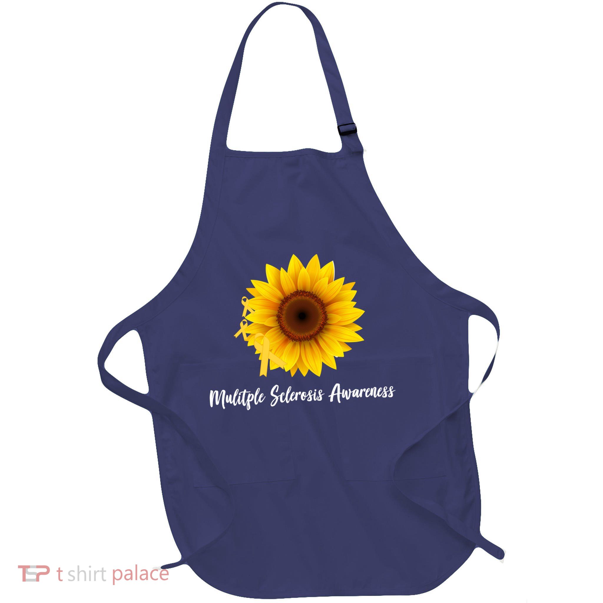 Multiple Sclerosis Awareness Sunflower Full-Length Apron With Pockets