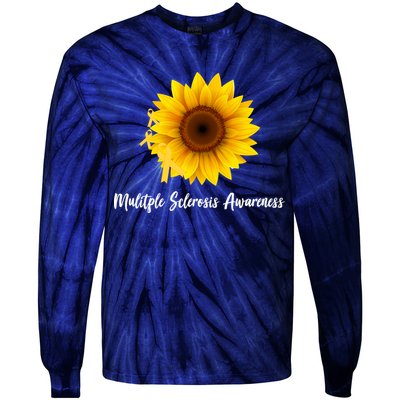 Multiple Sclerosis Awareness Sunflower Tie-Dye Long Sleeve Shirt