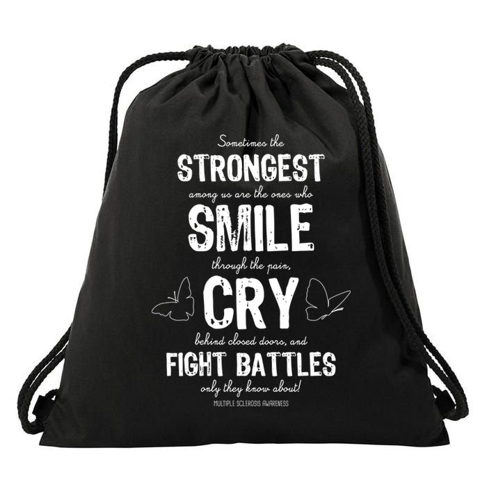 Multiple Sclerosis MS Awareness Fight Battles Quote  Drawstring Bag