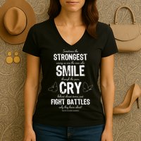 Multiple Sclerosis MS Awareness Fight Battles Quote  Women's V-Neck T-Shirt