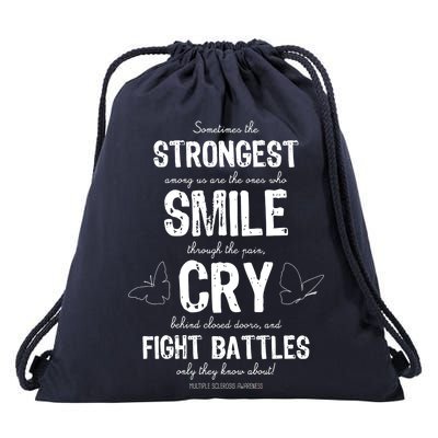 Multiple Sclerosis MS Awareness Fight Battles Quote  Drawstring Bag