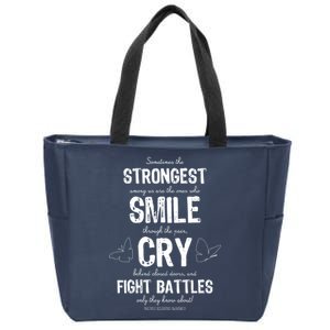 Multiple Sclerosis MS Awareness Fight Battles Quote  Zip Tote Bag