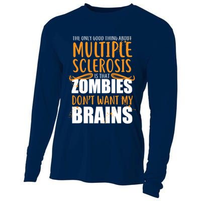 Multiple Sclerosis Zombie Don't Want My Brains Cooling Performance Long Sleeve Crew