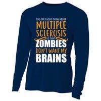 Multiple Sclerosis Zombie Don't Want My Brains Cooling Performance Long Sleeve Crew