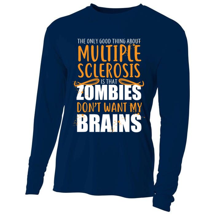 Multiple Sclerosis Zombie Don't Want My Brains Cooling Performance Long Sleeve Crew