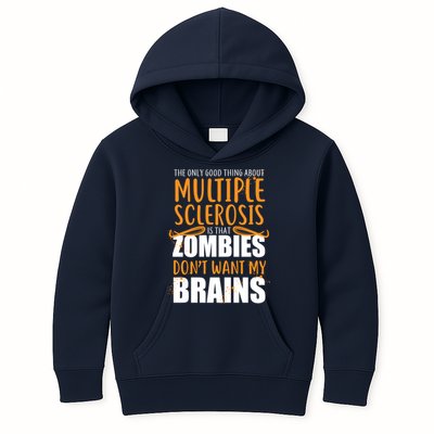 Multiple Sclerosis Zombie Don't Want My Brains Kids Hoodie