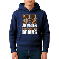 Multiple Sclerosis Zombie Don't Want My Brains Kids Hoodie