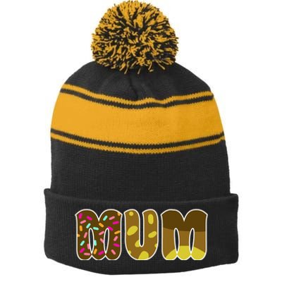 Mum Cute Cartoon Stripe Pom Pom Beanie