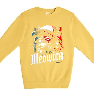 Meowica Usa Merica Cat 4th Of July Funny Patriotic Premium Crewneck Sweatshirt