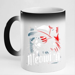 Meowica Usa Merica Cat 4th Of July Funny Patriotic 11oz Black Color Changing Mug