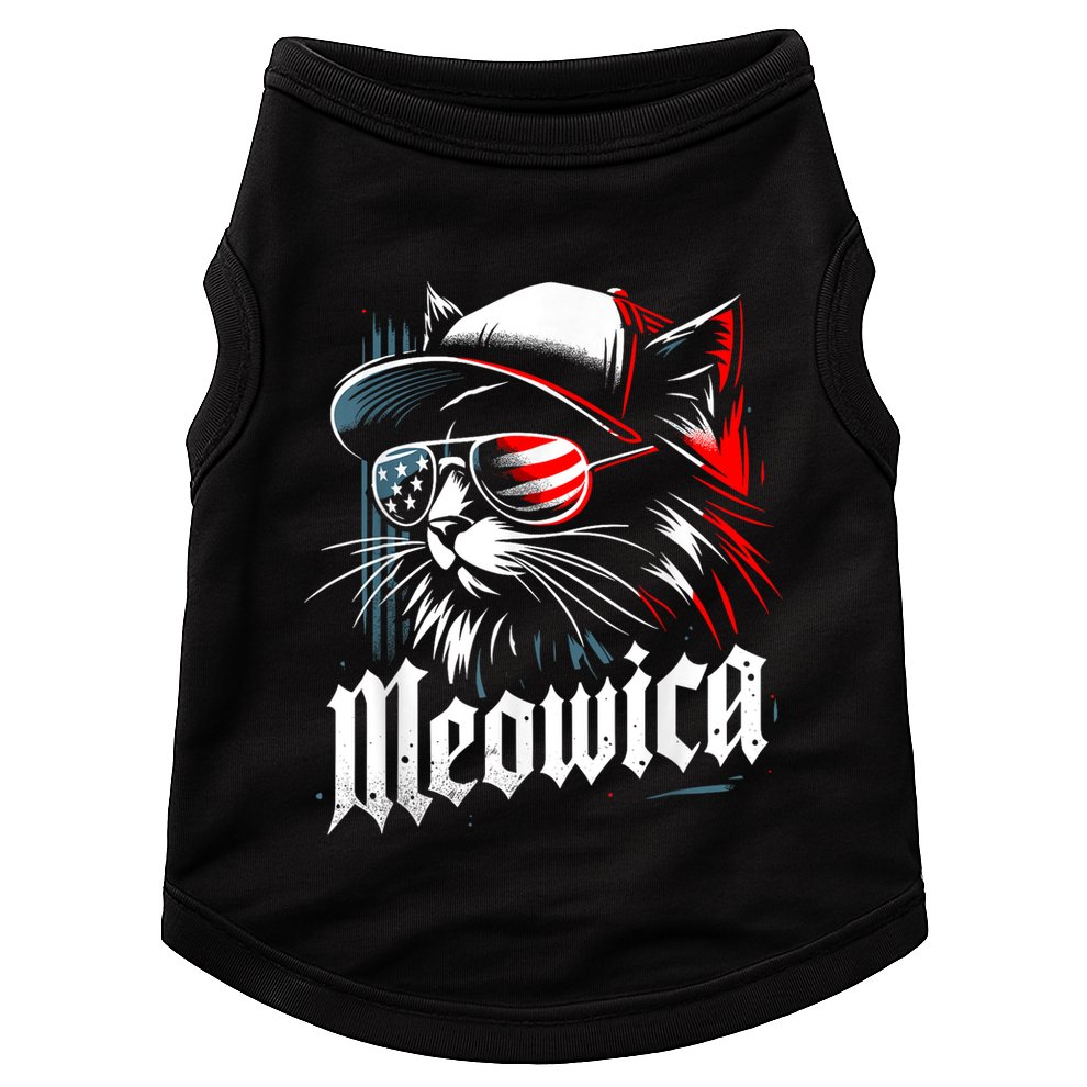 Meowica Usa Merica Cat 4th Of July Funny Patriotic Doggie Tank