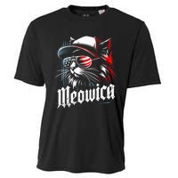 Meowica Usa Merica Cat 4th Of July Funny Patriotic Cooling Performance Crew T-Shirt