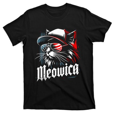 Meowica Usa Merica Cat 4th Of July Funny Patriotic T-Shirt