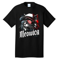 Meowica Usa Merica Cat 4th Of July Funny Patriotic Tall T-Shirt