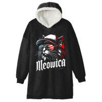 Meowica Usa Merica Cat 4th Of July Funny Patriotic Hooded Wearable Blanket