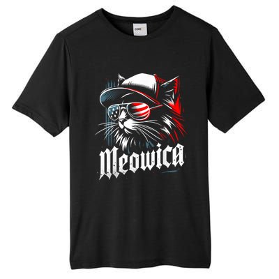 Meowica Usa Merica Cat 4th Of July Funny Patriotic Tall Fusion ChromaSoft Performance T-Shirt