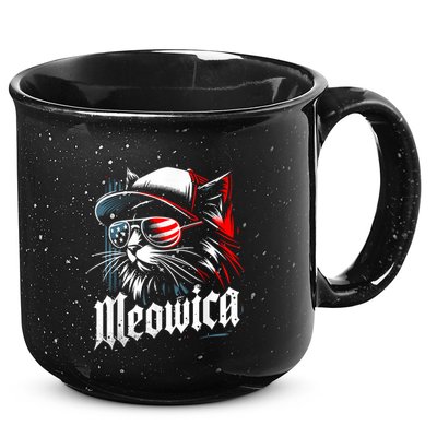 Meowica Usa Merica Cat 4th Of July Funny Patriotic 15oz Campfire Ceramic Mug