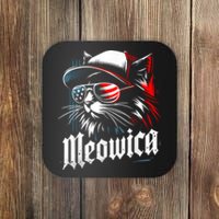 Meowica Usa Merica Cat 4th Of July Funny Patriotic Coaster