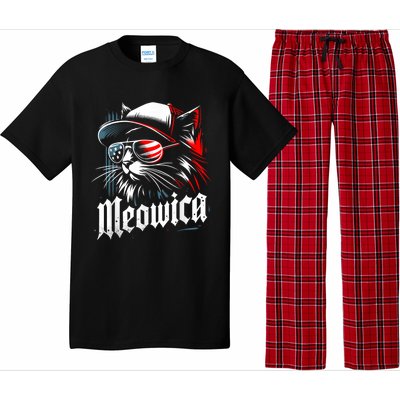 Meowica Usa Merica Cat 4th Of July Funny Patriotic Pajama Set