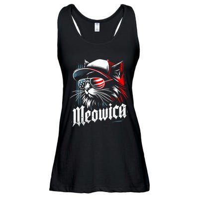 Meowica Usa Merica Cat 4th Of July Funny Patriotic Ladies Essential Flowy Tank