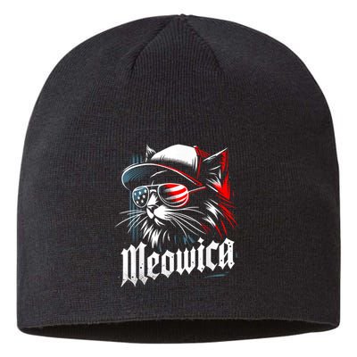 Meowica Usa Merica Cat 4th Of July Funny Patriotic Sustainable Beanie