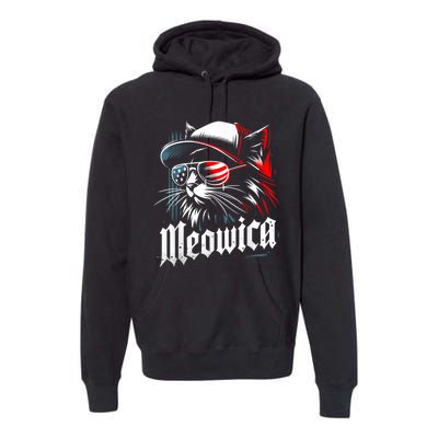 Meowica Usa Merica Cat 4th Of July Funny Patriotic Premium Hoodie