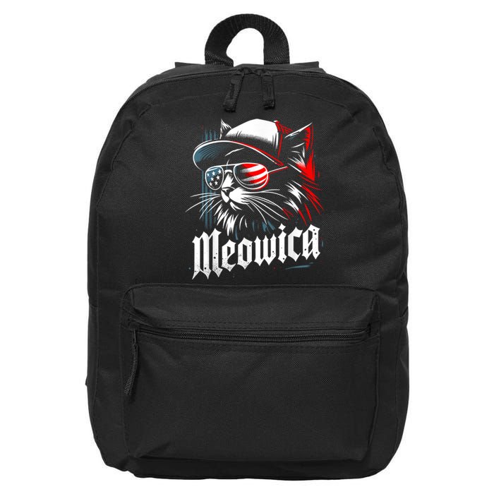 Meowica Usa Merica Cat 4th Of July Funny Patriotic 16 in Basic Backpack