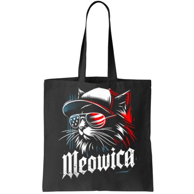 Meowica Usa Merica Cat 4th Of July Funny Patriotic Tote Bag