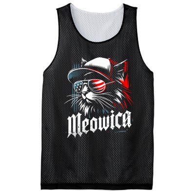 Meowica Usa Merica Cat 4th Of July Funny Patriotic Mesh Reversible Basketball Jersey Tank