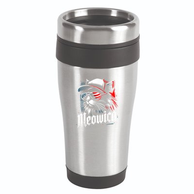 Meowica Usa Merica Cat 4th Of July Funny Patriotic 16oz Travel Tumbler