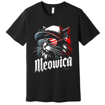 Meowica Usa Merica Cat 4th Of July Funny Patriotic Premium T-Shirt