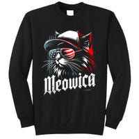 Meowica Usa Merica Cat 4th Of July Funny Patriotic Tall Sweatshirt