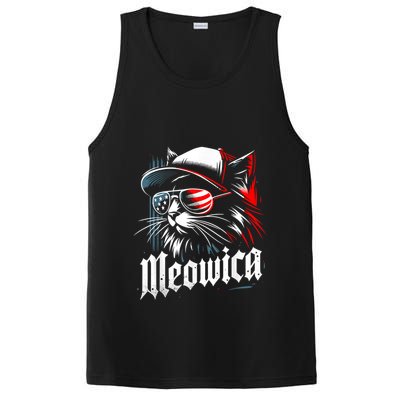 Meowica Usa Merica Cat 4th Of July Funny Patriotic PosiCharge Competitor Tank