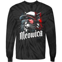 Meowica Usa Merica Cat 4th Of July Funny Patriotic Tie-Dye Long Sleeve Shirt