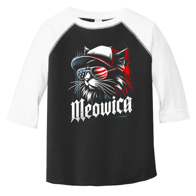Meowica Usa Merica Cat 4th Of July Funny Patriotic Toddler Fine Jersey T-Shirt