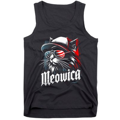 Meowica Usa Merica Cat 4th Of July Funny Patriotic Tank Top