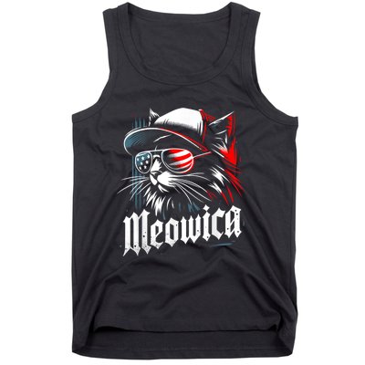 Meowica Usa Merica Cat 4th Of July Funny Patriotic Tank Top