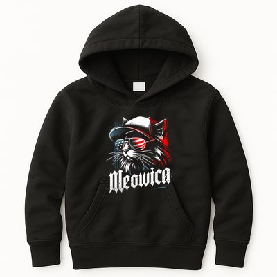 Meowica Usa Merica Cat 4th Of July Funny Patriotic Kids Hoodie